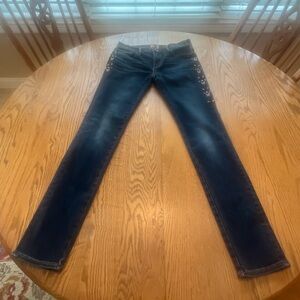 Sundance Driftwood Marilyn Aztec Embroidered Classic Fit Skinny Jeans Size 26